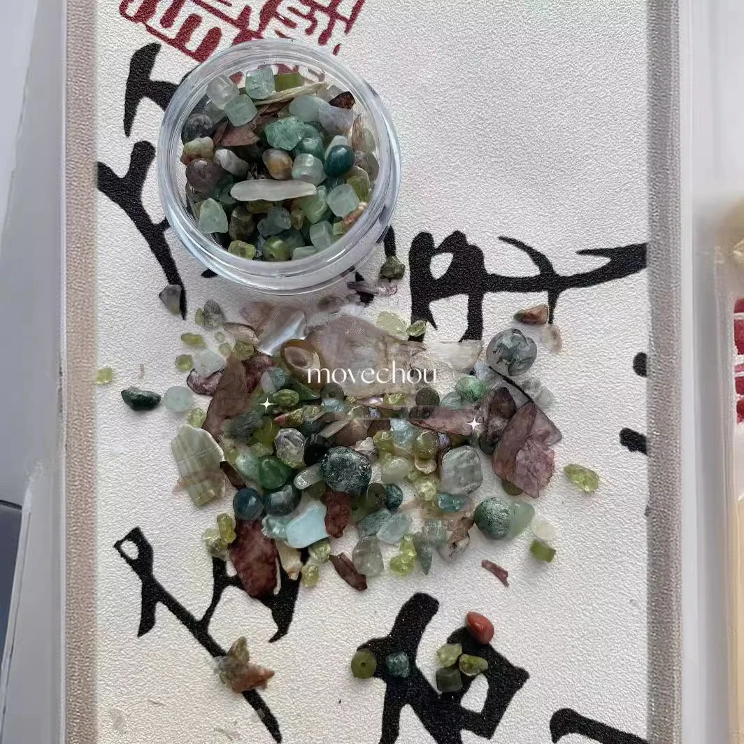 3D Nail Decorations Mix Designs Natural Irregular Stones Mica Flakes Bamboo Knot Mini Glass Rhinestone for nail art