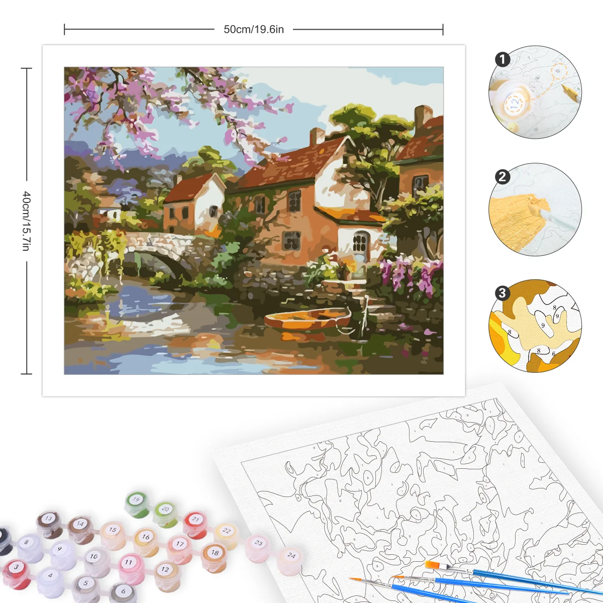 Painitng By Numbers Kits Countryside Landscape For Adults Kits Marker By Numbers For Home Decors Diy Gift 40x50cm/16x20inch