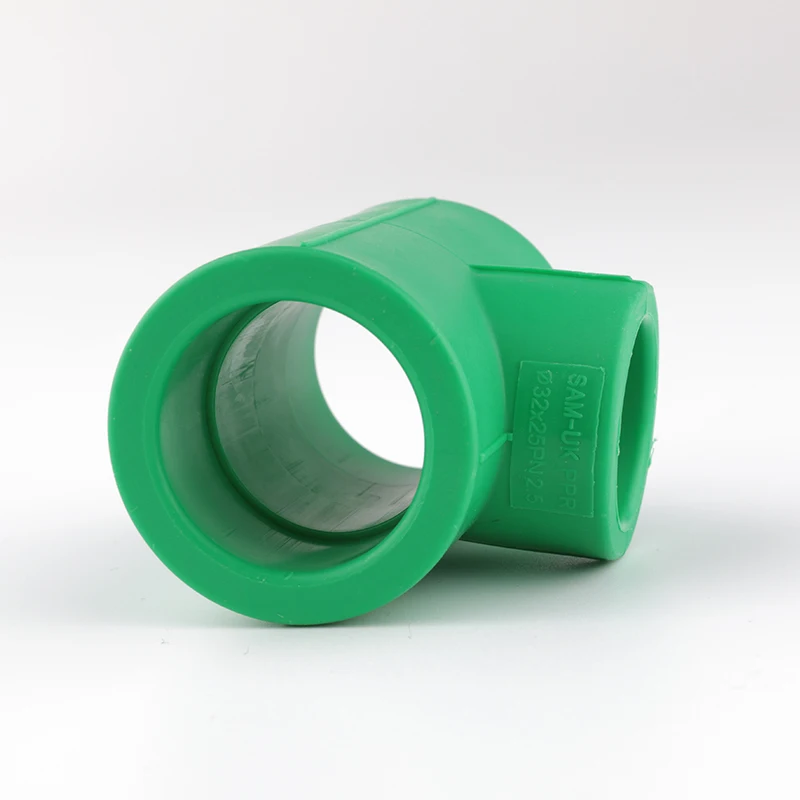 Sam-uk original batch production of green PPR tee reducing pipe fittings ppr vent pipe fittings tee