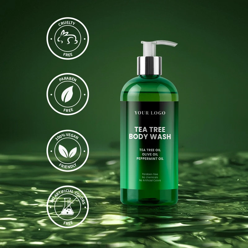 Moisturizing Luxury Skin Natural Vegan Foam Shower Gel Wash Whitening Organic Tea Tree Private Label Body Wash