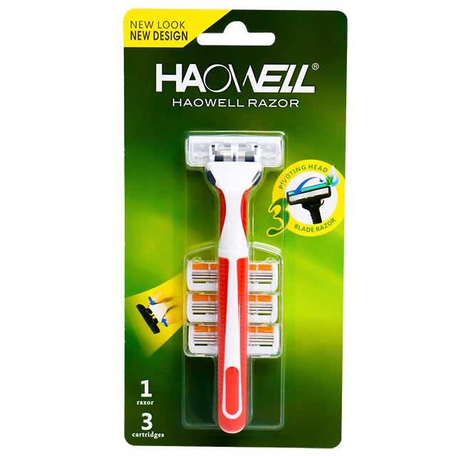 HW-B371DL high quality Stainless steel sharp blade triple 3 three blade disposable shaving razor