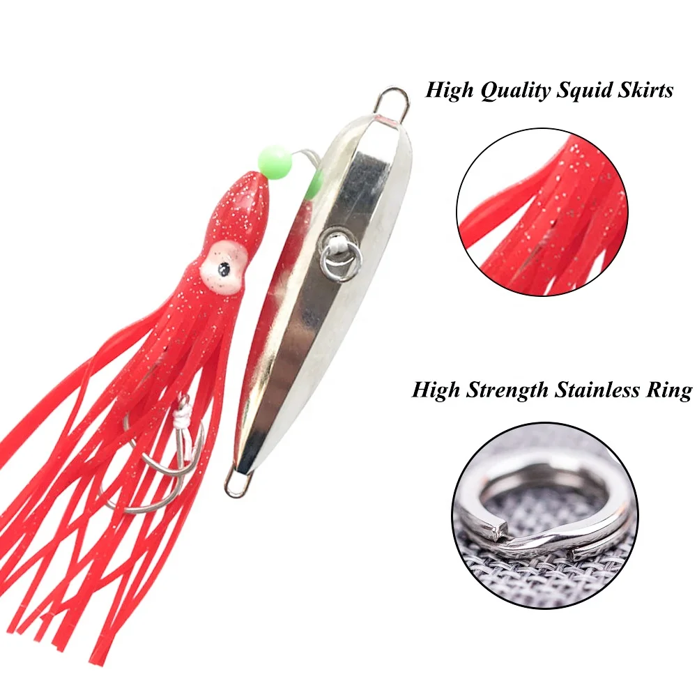 Fishing Squid Lures glow Inchiku Metal Jig 80g 100g 120g 150g 200g 250g Metal lure Octopus Skirt With Assist Hook
