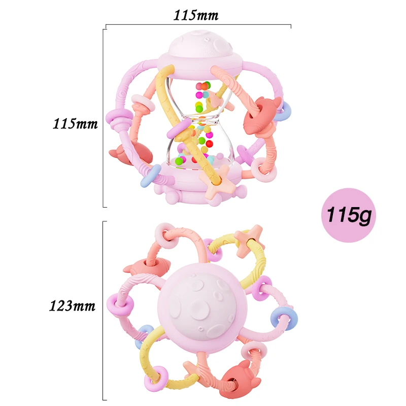 KEAN Bpa Free New Montessori Newborn Baby Chew Teething Toy Hourglass Rattle Teethers Silicone Sensory Toys For Babies
