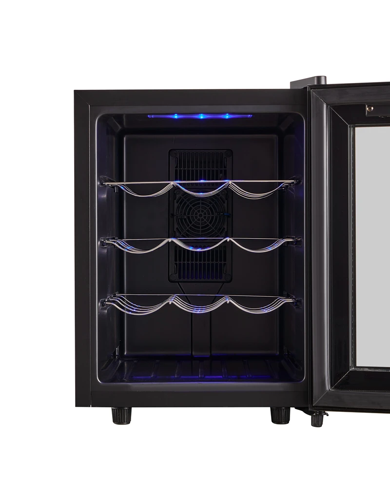 Compressor Commercial 12 Bottles Compressor Cooler Black Unique Body Metal Steel Wood Stainless Frame Power Electronic Parts