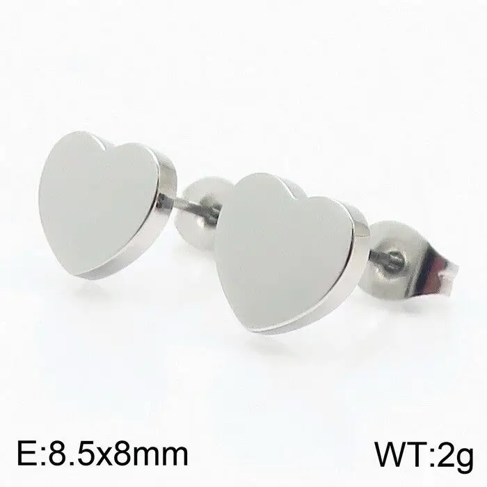 Wholesale Trendy Fancy Metal Craft Fashion Earring Custom Surgical Grade Stainless Steel Silver Gold Heart Stud Earring