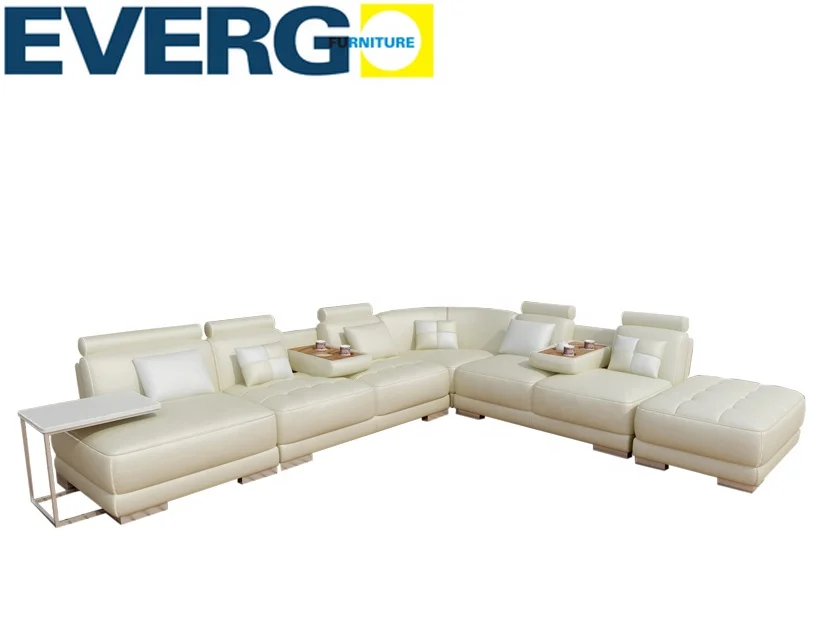 Nordic Living room sofa bed Black and white color leather furniture Italian light luxury sponge sectional sofa set with table