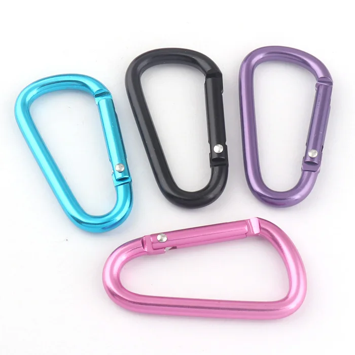 4-colors Aluminum Keychains 38mm Carabiners D Rings Carabiner Hook Clips Spring Snap Hook For Keychain Clip Hammock Carabiner
