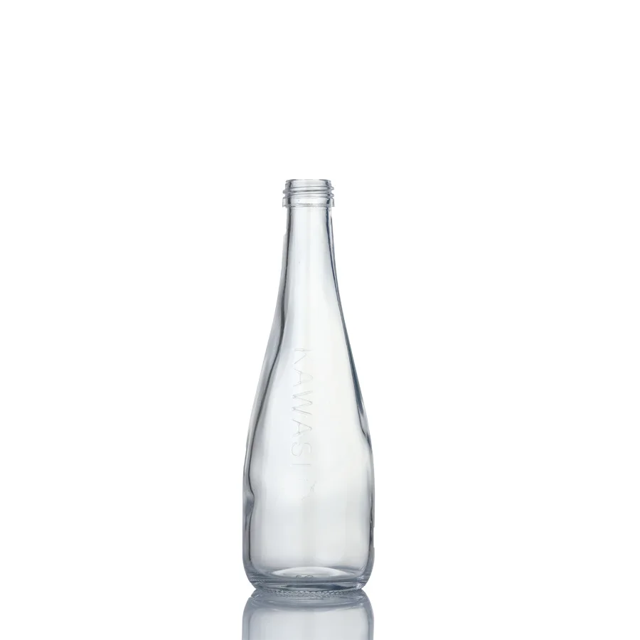 Empty 330ml 33cl 750ml 75cl silk screen printed extra flint mineral still sparkling spring water glass bottle with 28mm ropp cap