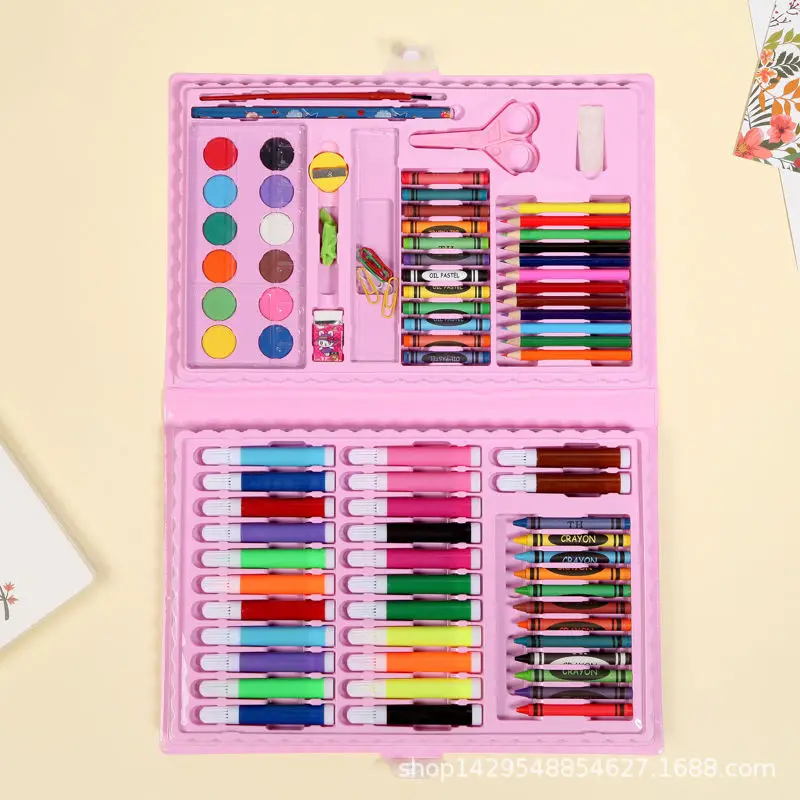 208 pcs art factory wholesale Double Sided Trifold Easel Art Set Portable Painting & Drawing Kit for Kids