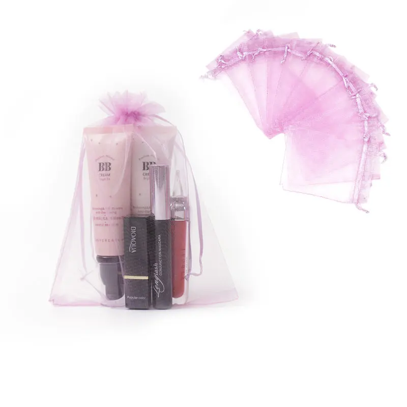 small pink custom organza gift bags logo 4*6in wholesale party pouch