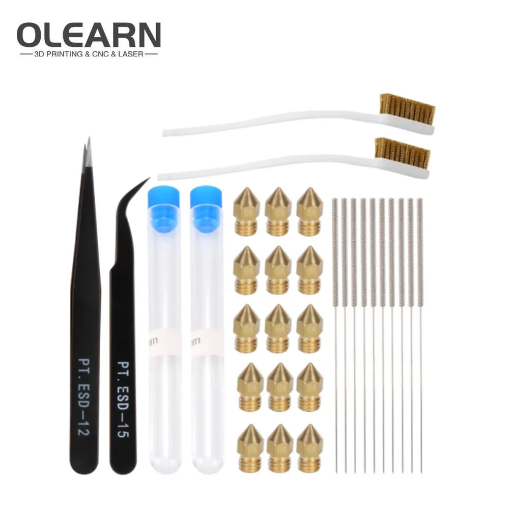MK8 Kit 0.4mm MK8 Nozzles 0.4mm Cleaning Needles Drill Bits Pt. ESD-15/12 tweezers 3D printer Parts