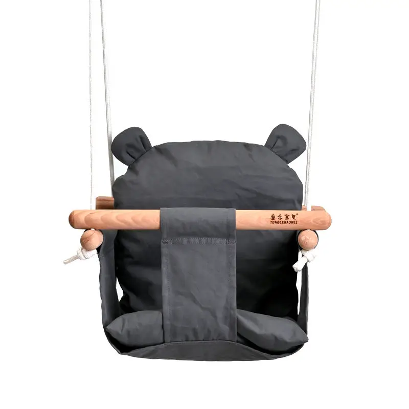 Canvas cotton swing and Wooden Hanging bedroom Swing Seat Chair for Baby