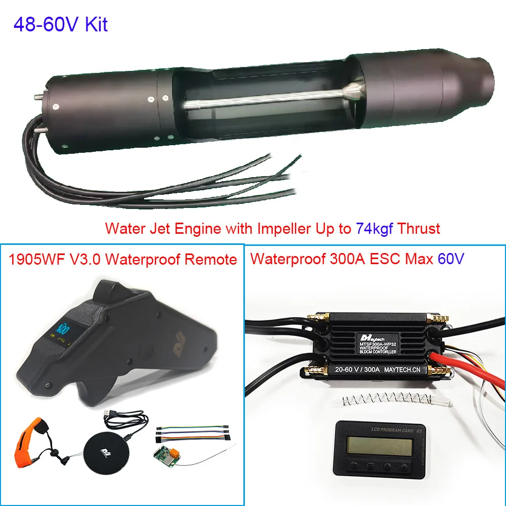 Maytech 60V Water Jet Pump Engine ESC Remote Kit for Jetboard Jetski Jet Kayak Underwater Thruster