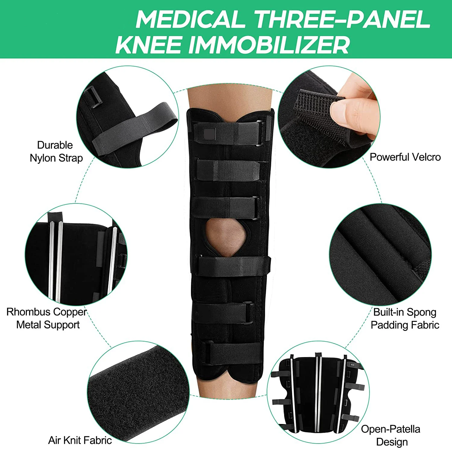 Kangda 20 years factory Free sample OEM ODM Knee splint tri-panel immobilizer knee brace
