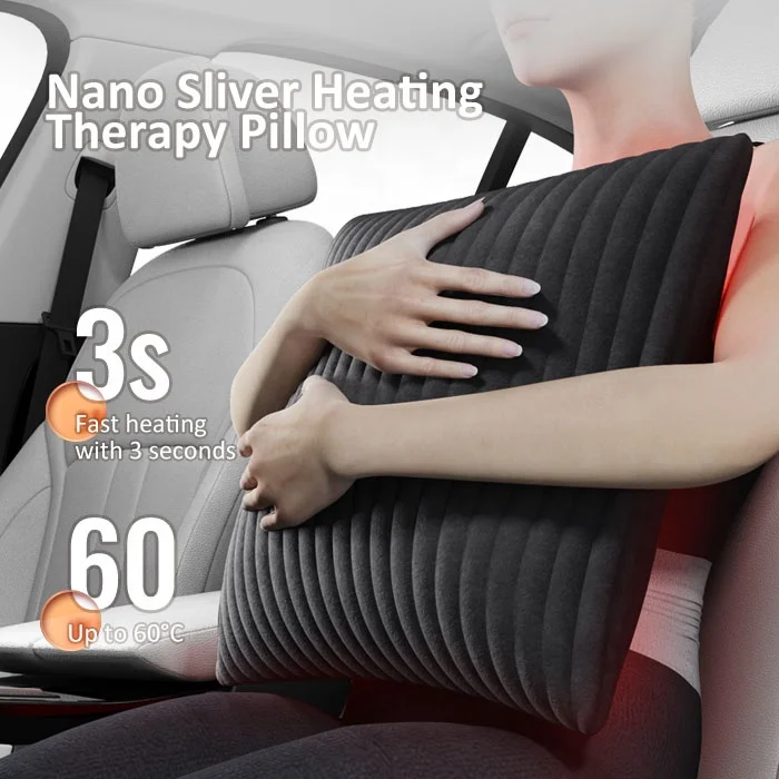 Anjuny Warmtekussen Car Office USB Heated Lumbar Support Pillow Travel Heating Massage Cushion for Back for Hotels and Nursing