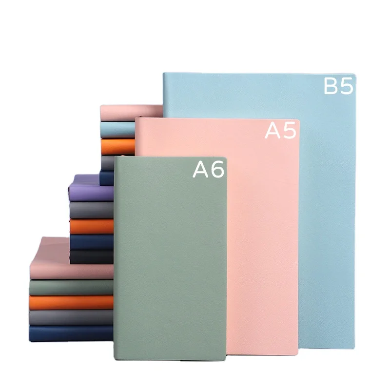 Customized A6 A5 Hardcover Notebook Meeting Record Pu leather B5 Promotion Glue-loaded Notebooks For Office