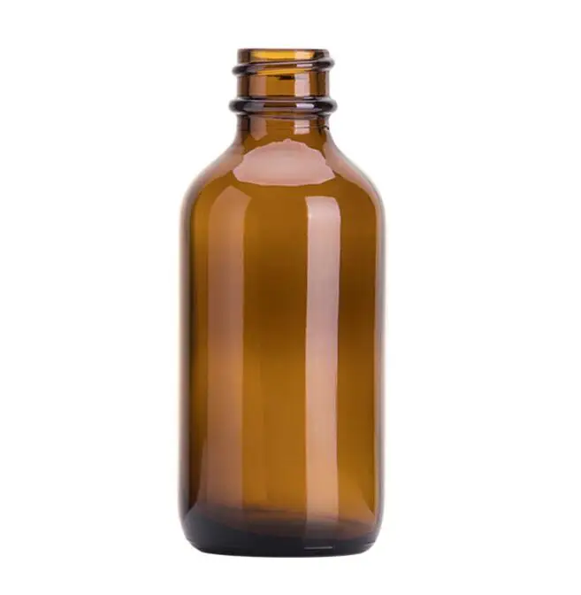 60ml 2oz amber boston round essential oil, hair oil glass bottles with marked dropper