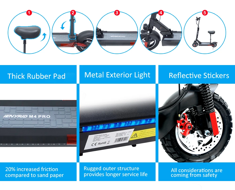 
2021USA Warehouse 48V 16AH Electronic Mobility Scooter Foldable 150kg Max Load 500W Electric Scooters in Europe Warehouse 