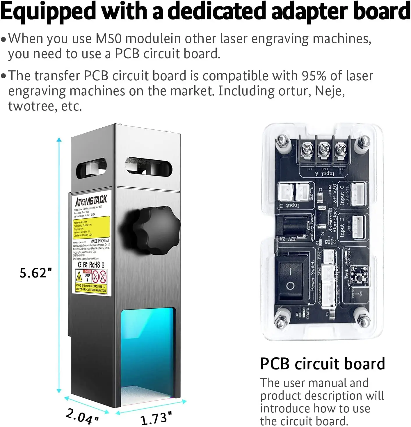 ATOMSTACK M50 Laser Engraver Module Accessories 50W Double Ultra Fine Spot Upgraded Fixed-Focus Laser Head Replacement