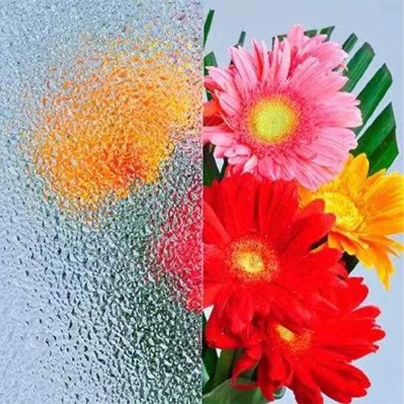 deep-etched color bronze diamond glacier extra clear ceramic frit 5mm pinhead 4mm flute pattern glass