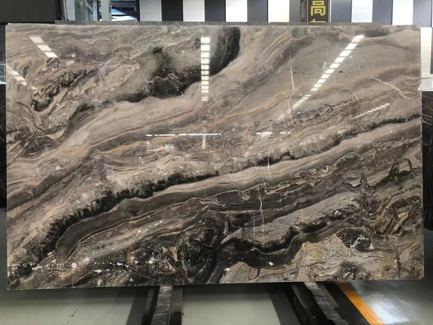 Italian natural marble Luxury Italian Polished Venice Brown Marble  Slab  Fantasy Venice Brown Marble Slabs bookmatched