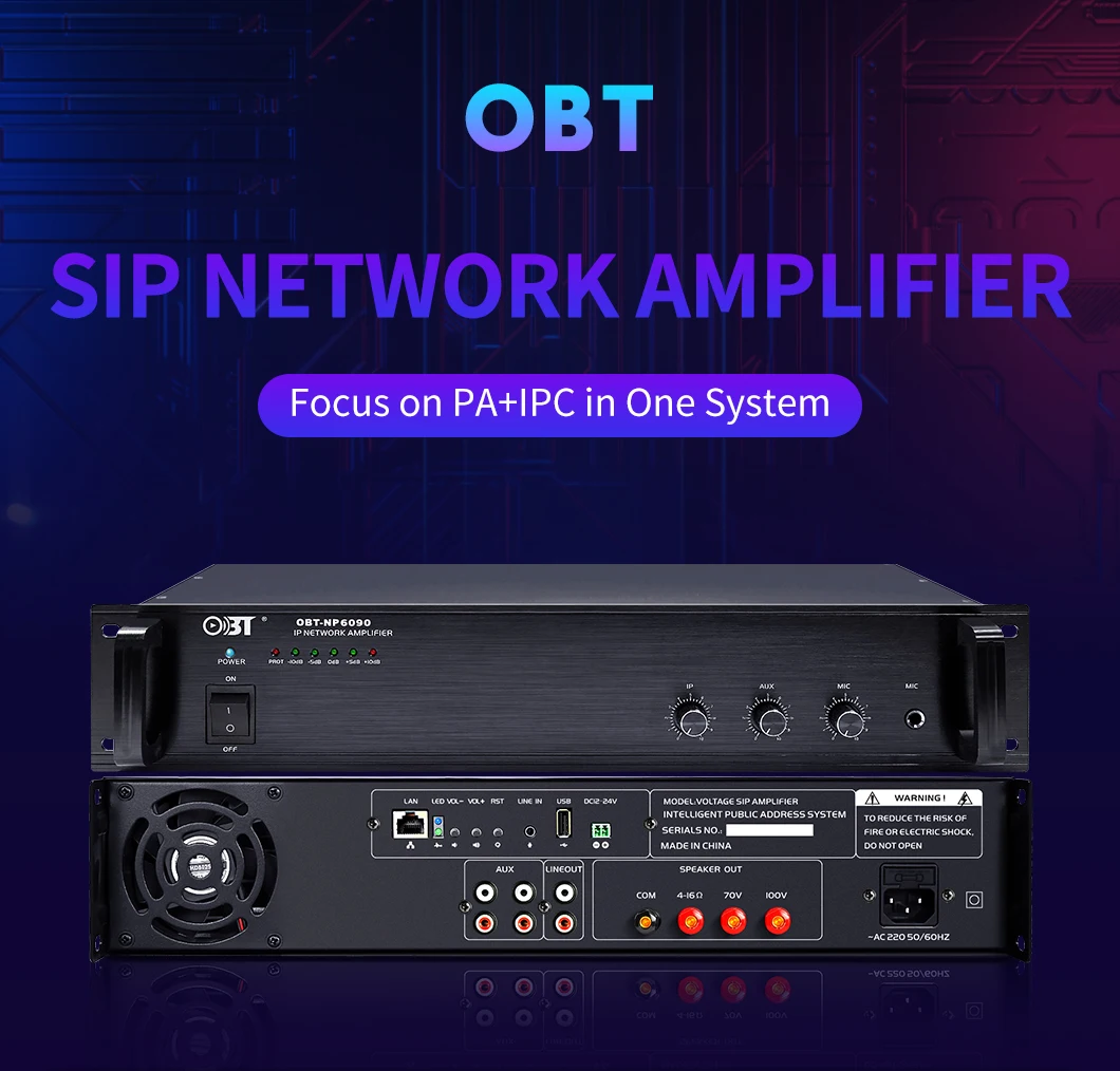 IP Audio Amplifier Network IP PA system Amplifier SIP Amplifier