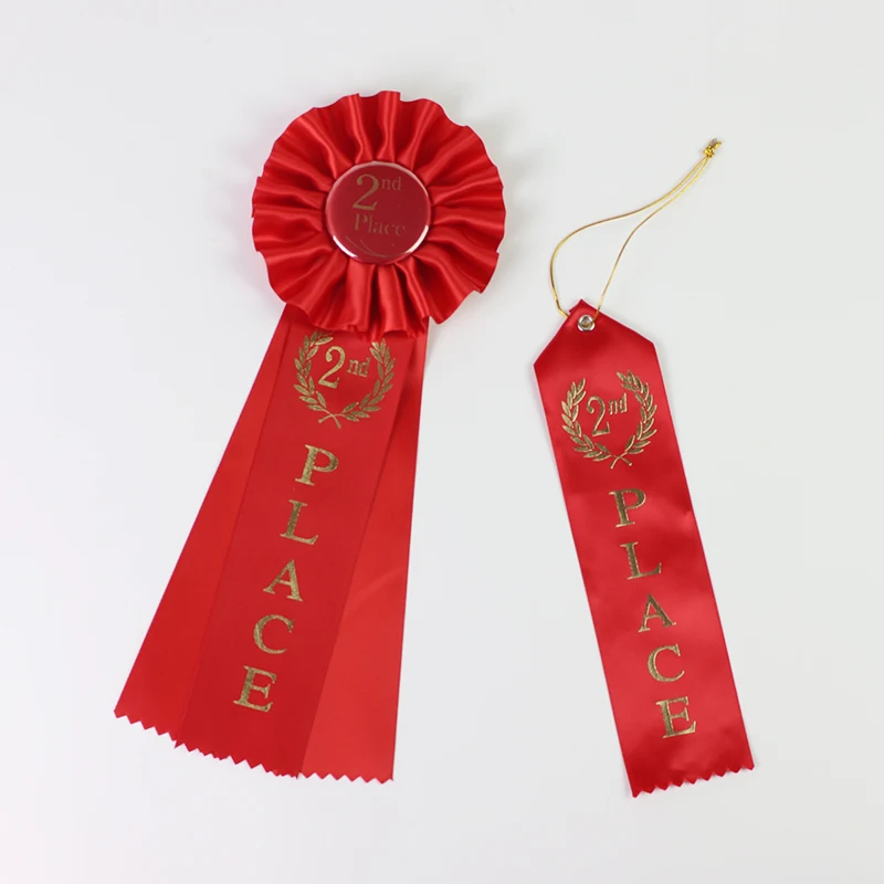 Factory OEM custom design Ribbon round ribbon Rosette badge race award ribbon rosette For Horse Show
