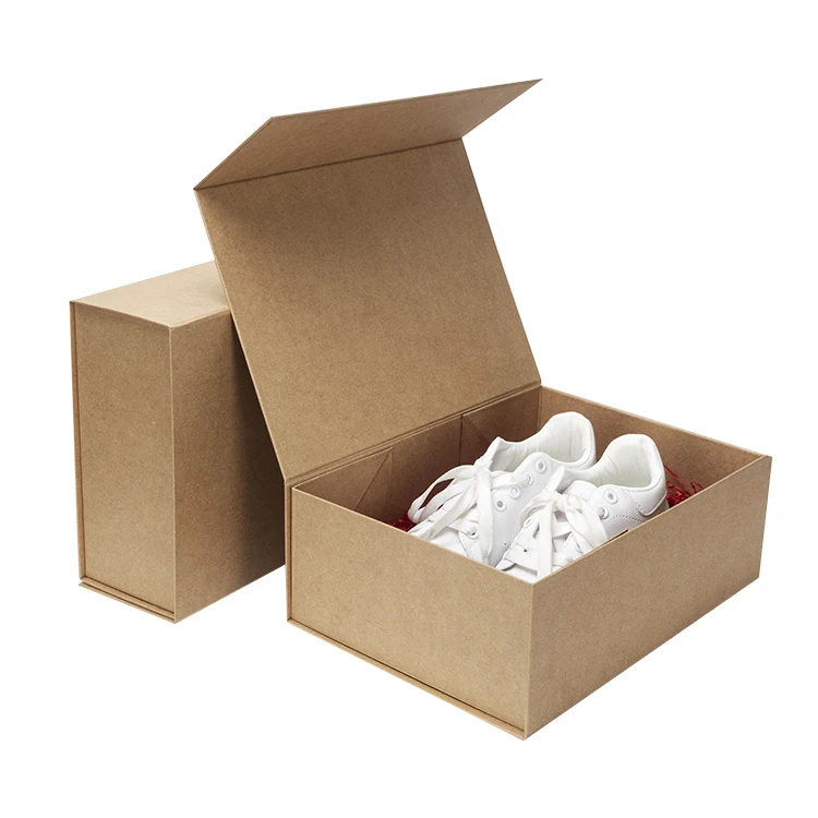 Custom Rectangle Brown Recycle Kraft Paper Flat Magnetic Packaging Cardboard Gift Folding Boxes