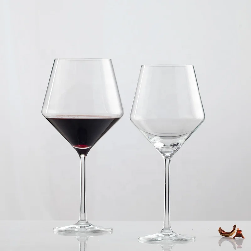 Modern Bohemia Glassware Hand Blown Red Wine Glass Diamond Shape Crystal Clear Wine Glass Goblets