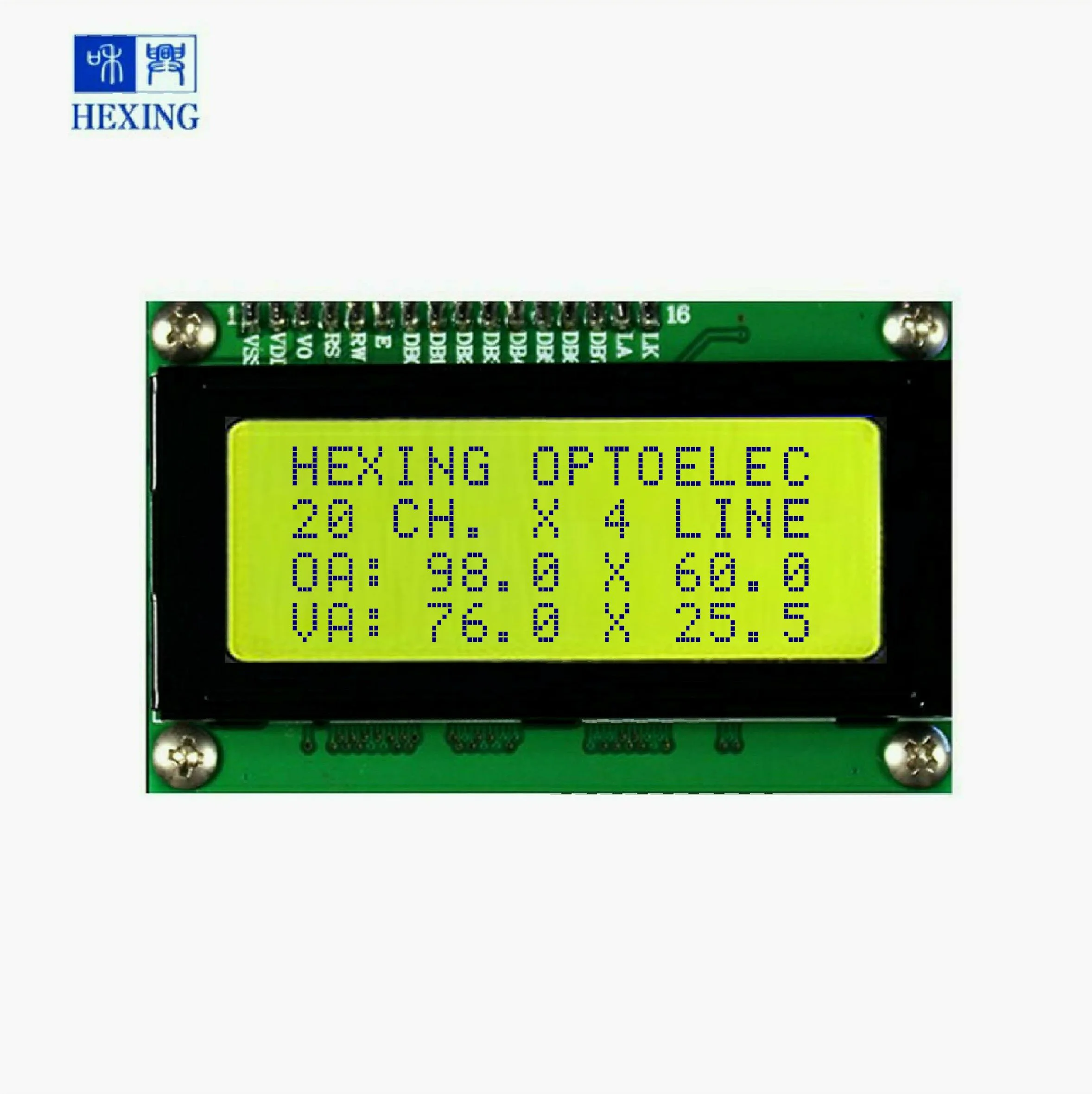 20x4 2004a lcd 20 character 4 rows LCM STN positive Yellow Green mode 8 bit parallel interface 16 pins connector SIP type