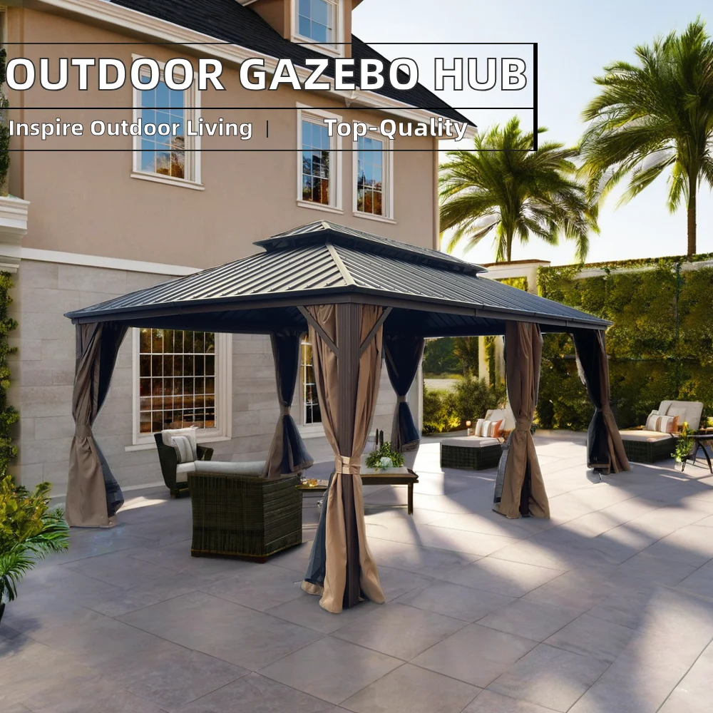 Wholesale Pavilion Gazebo with steel Frame Outdoor Garden Canopy Rattan for Weddings and Parties for Fall Season