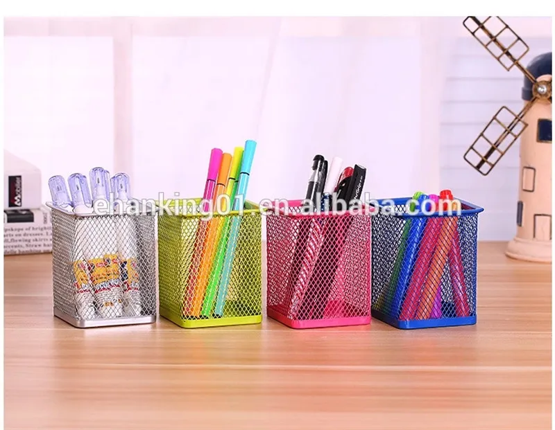 children  metal mesh pen holder for office supplies  School office desk desktop L0063/2