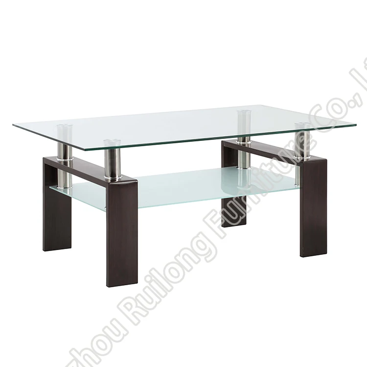 
Hot Selling Home Usage Luxury Living Room Black Walnut Wooden Glass Modern Coffee Center Table for Sale 