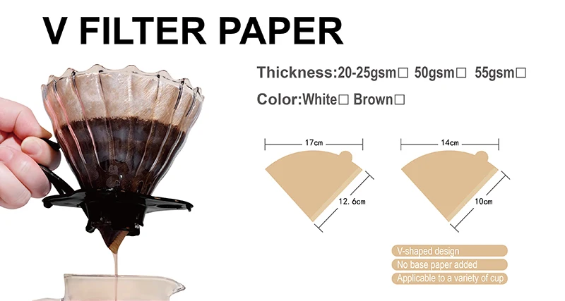 Coffee Filter Paper Bag White Brown Color Size Customized Corrugated Hang an Ear Round V Filter paper
