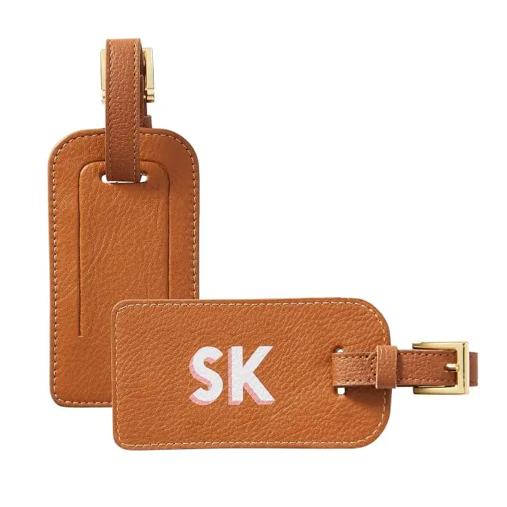 Custom Wedding Favor Logo pebble Travel Airline Suitcase Blank Personalized Name Tags Strap PU Leather Luggage Tag