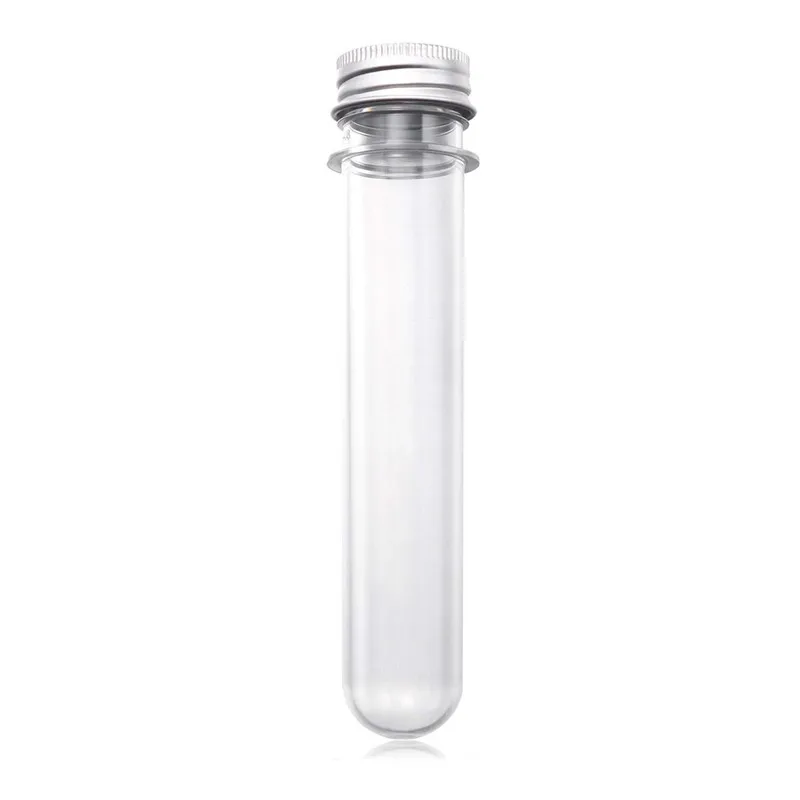 factory Wholesale Cheap Multiple Sizes PET plastic Test Tubes With aluminum Screw Caps