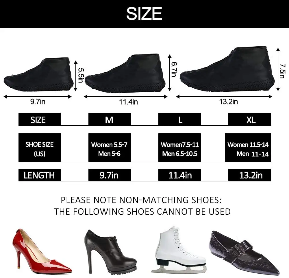 Outdoor Reusable Non Slip Rain Shoe Cover Unisex Shoe Protectors Outdoor with Non-slip Sole for Rainy and Snowy