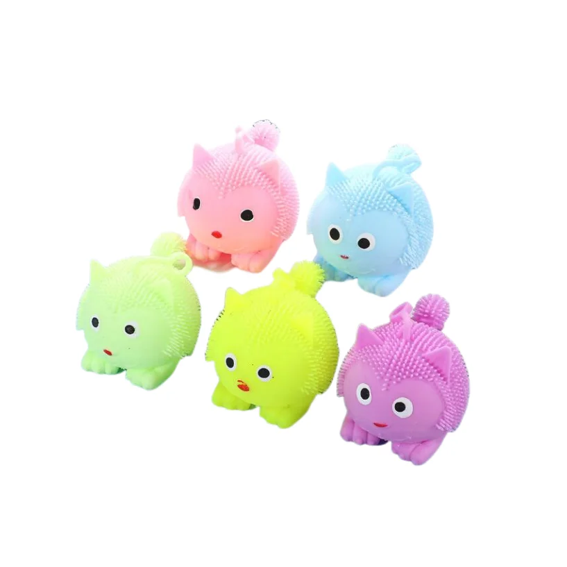 Ssqueeze puffer ball Squirrel led light anti stress squishy squeeze relief toy light up ball