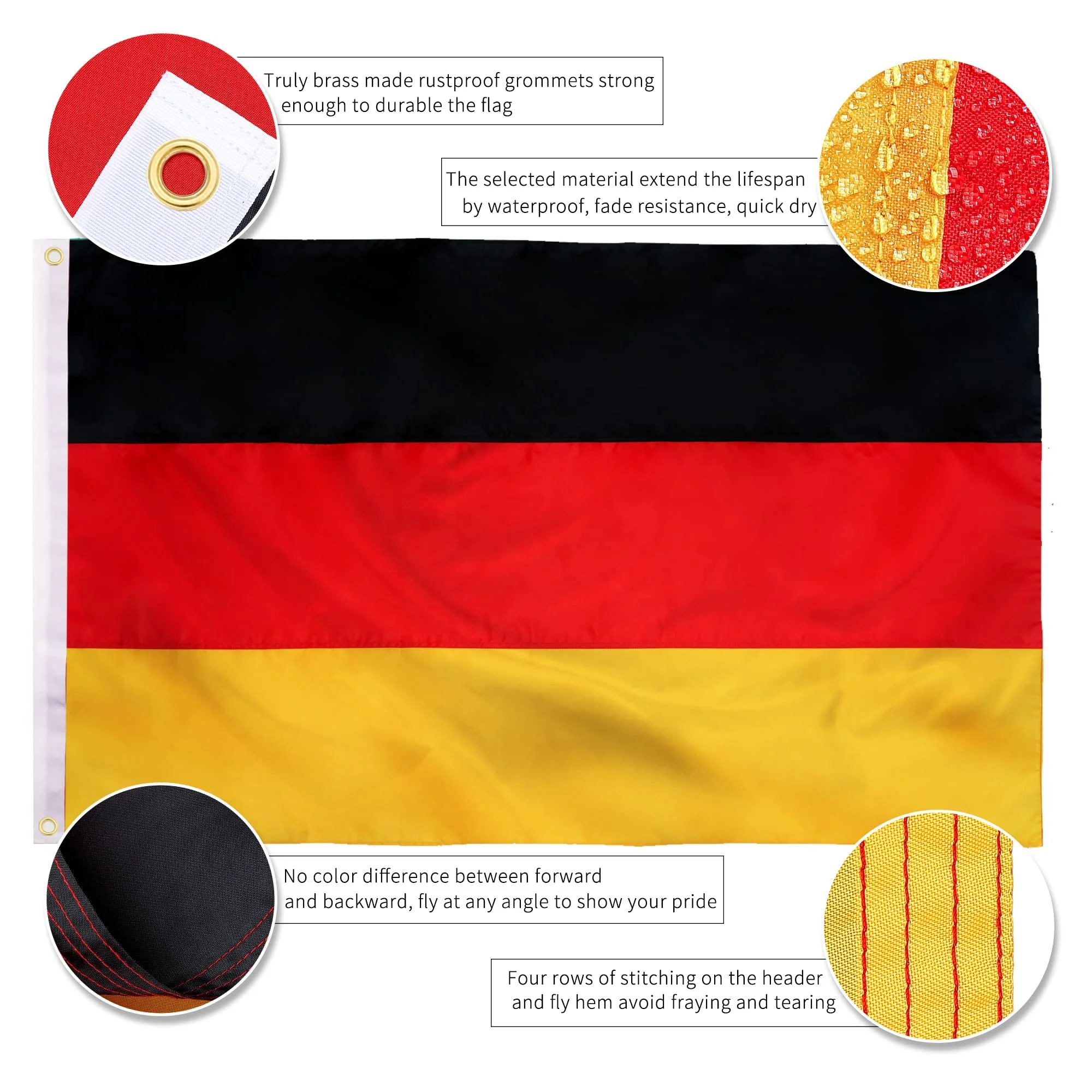 Free Sample 100d Polyester Advertising Flag Banner Logo National Country Sublimation Personalized Germany Flag For Promotion