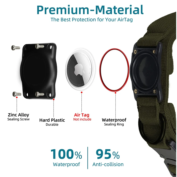 QQgift custom luxury Tactical Dog Collar and Leash Set with Quick Release Buckle Adjustable Training Dog Collar with Handle