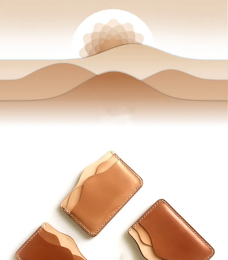 Genuine Leather Exquisite Stitched With Edge Paint Bifold Pocket RFID Card Wallet Holder