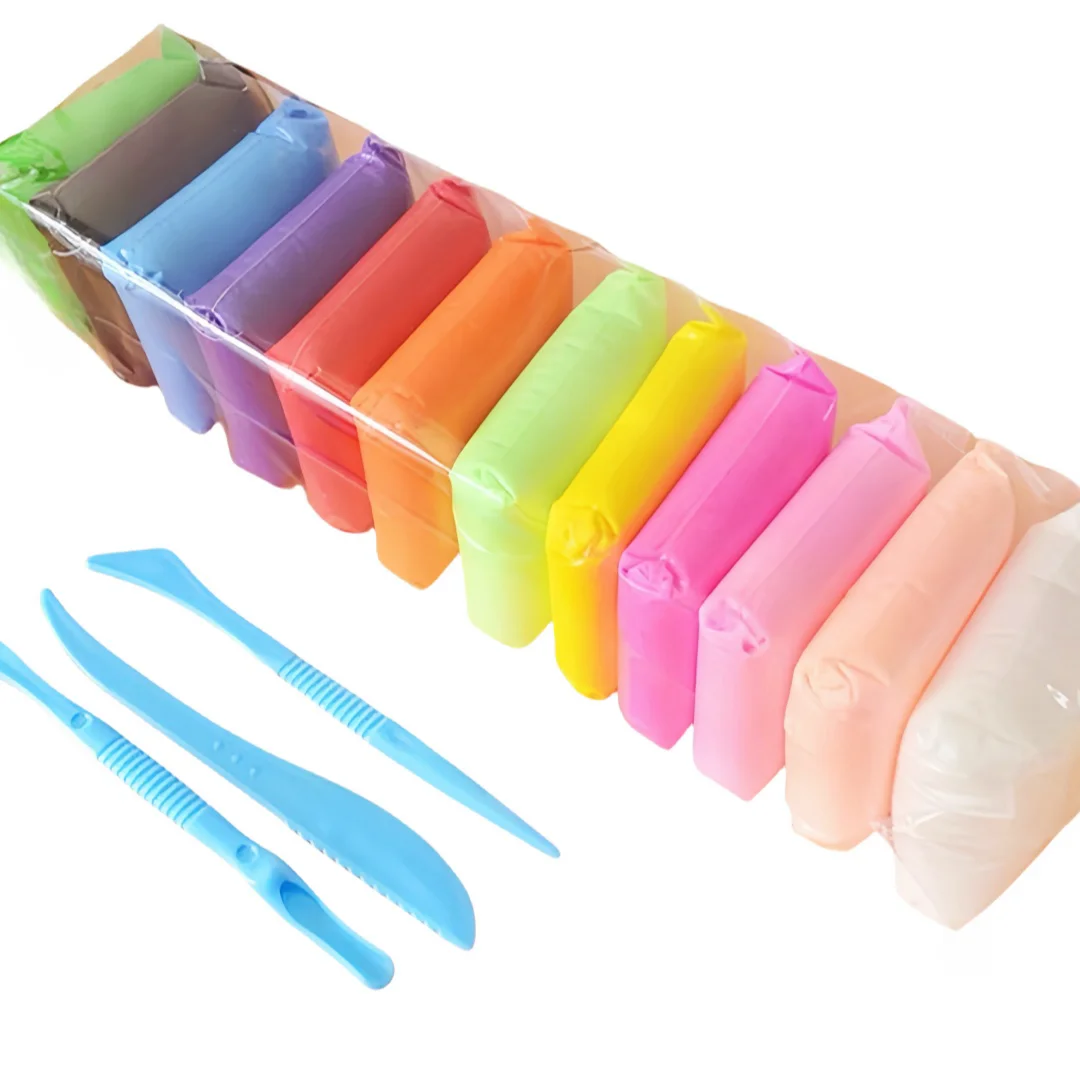 12-Color Super Light Polymer Clay Kit for Kids Fun DIY Educational Hand Modeling Toy Plasticine Clay