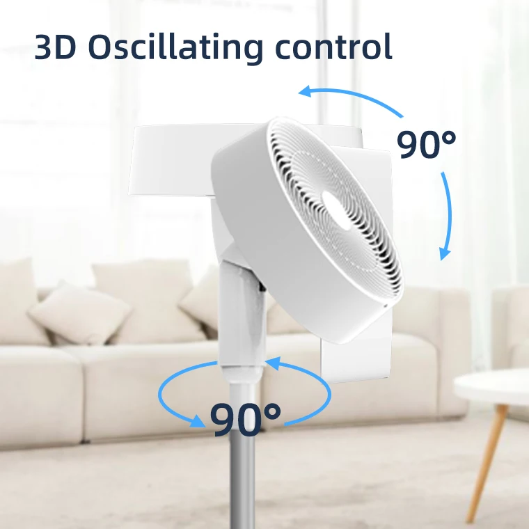 Air cooling indoor floor Wholesale  new design low-decibel Portable OSC left and right auto 90 LED Display sleep mode patent fan