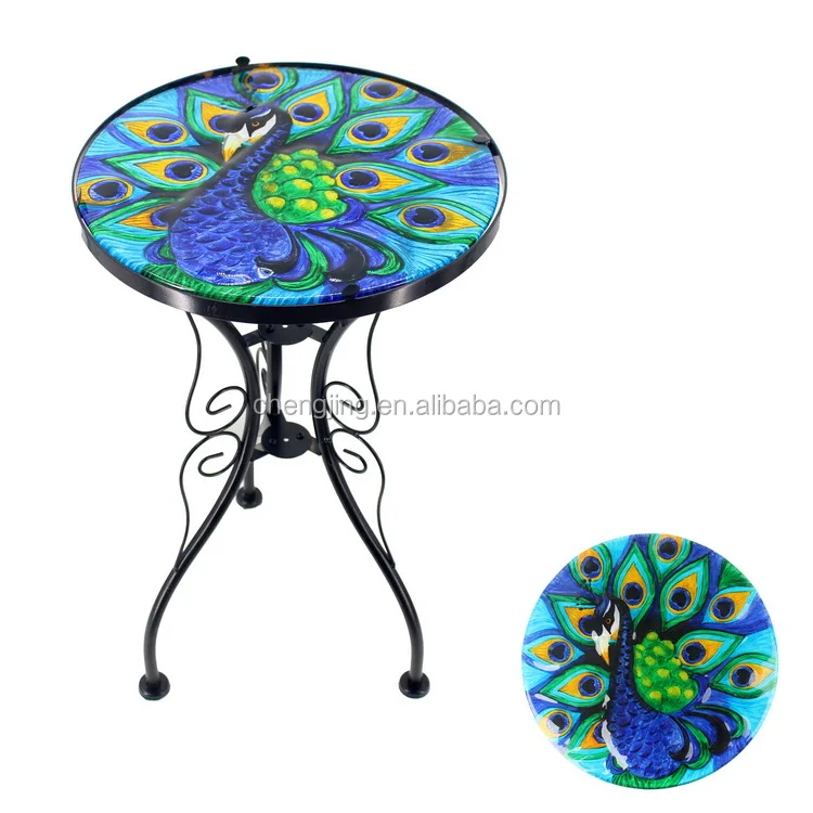 
European luxury golden metal rotating design round coffee table for home furniture Garden coffee table 