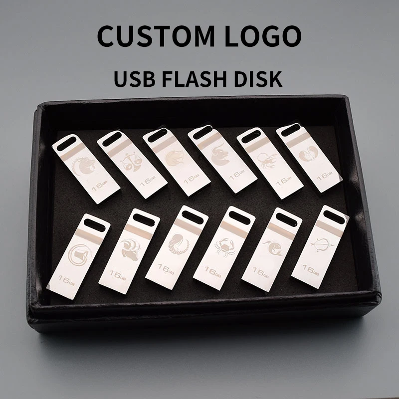 Pen Drive Wholesale custom logo USB flash Drive 16GB 8GB 4GB Metal Pen Drive Pendrive USB Flash Memory personalized USB Stick