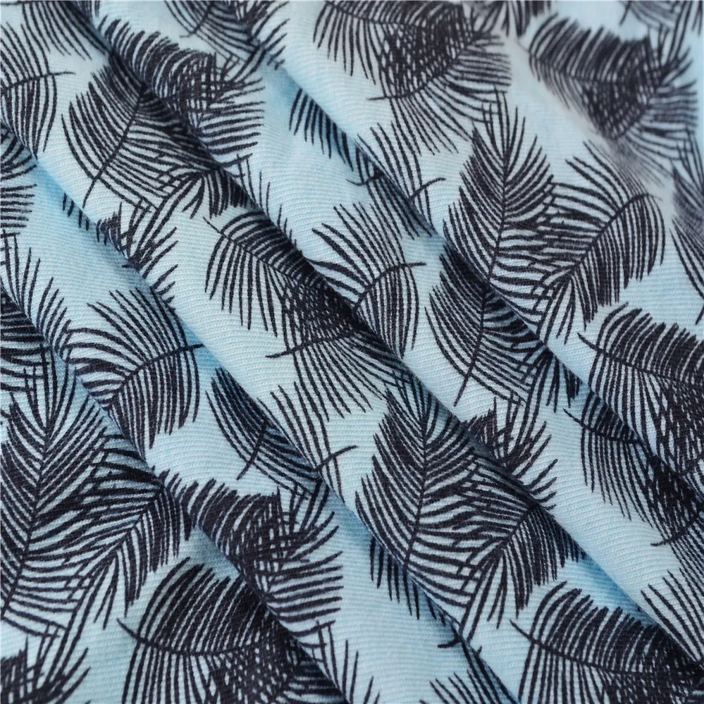 
cotton spandex leaf print knitted fabric 