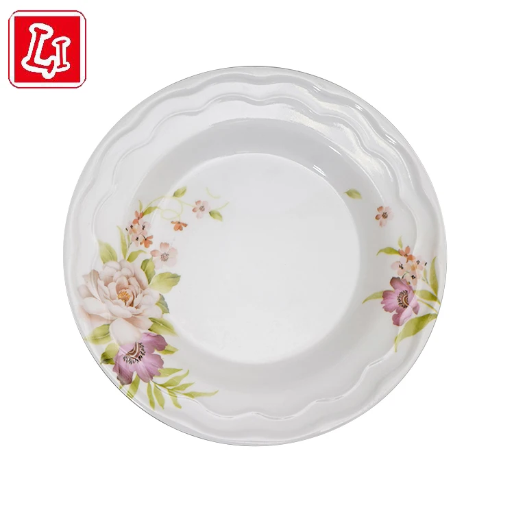 
Melamine tableware disc with pattern texture flower pattern disc 