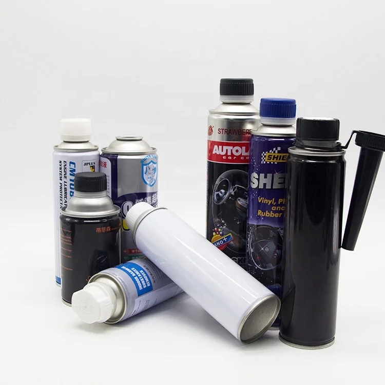 300ml Metal material plain tin can for engine oil/round aerosol metal fuel oil additive can