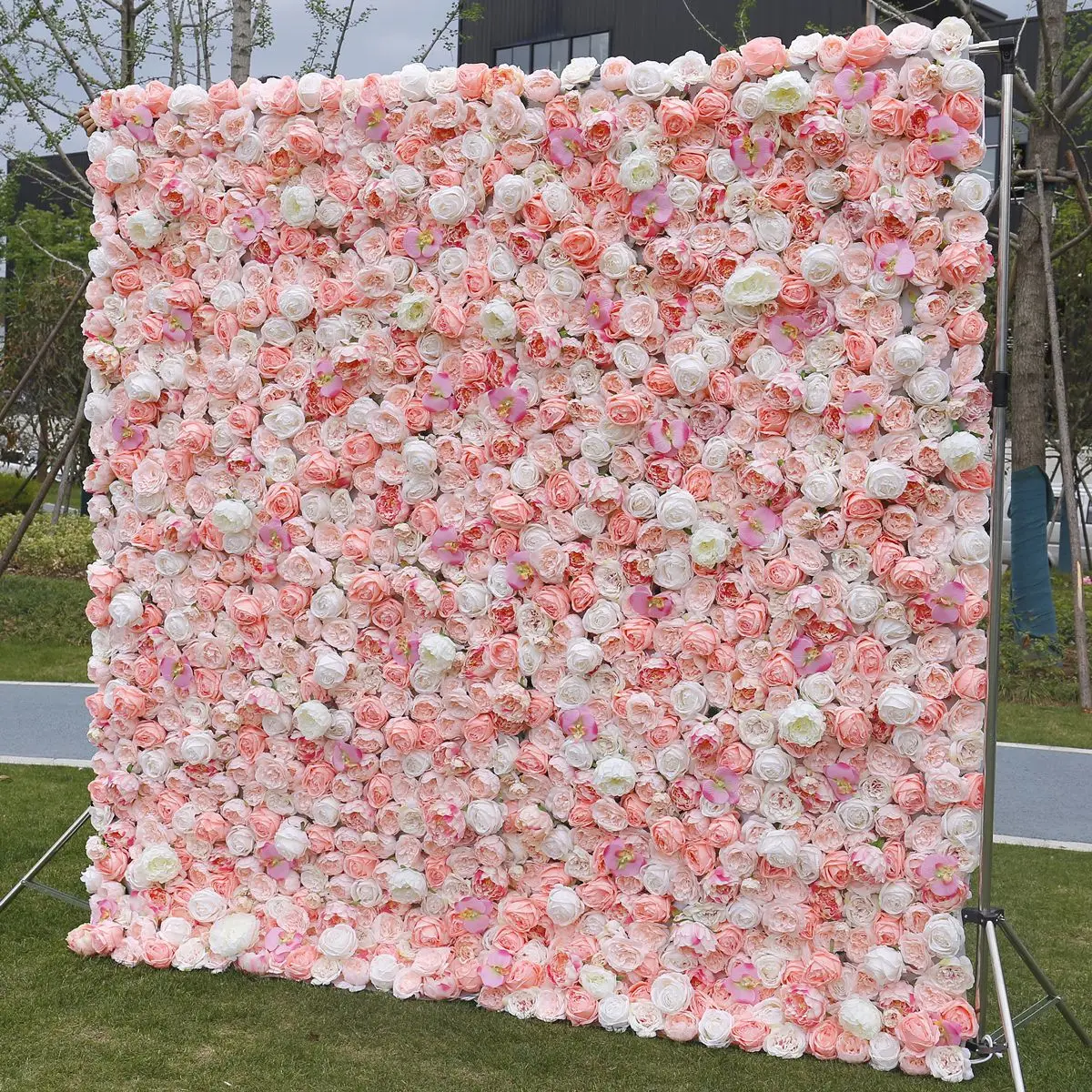SEASON 1*1M Customize Artificial Roses Wall Silk Flowers Panel for Wedding Event Decor Pink Rose Flower Backdrop