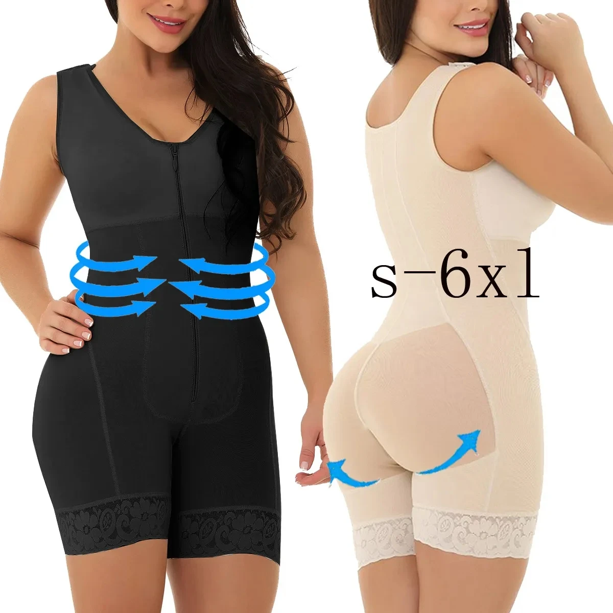 Ladies slim breathable padded panty columbian waist shape wear body suit